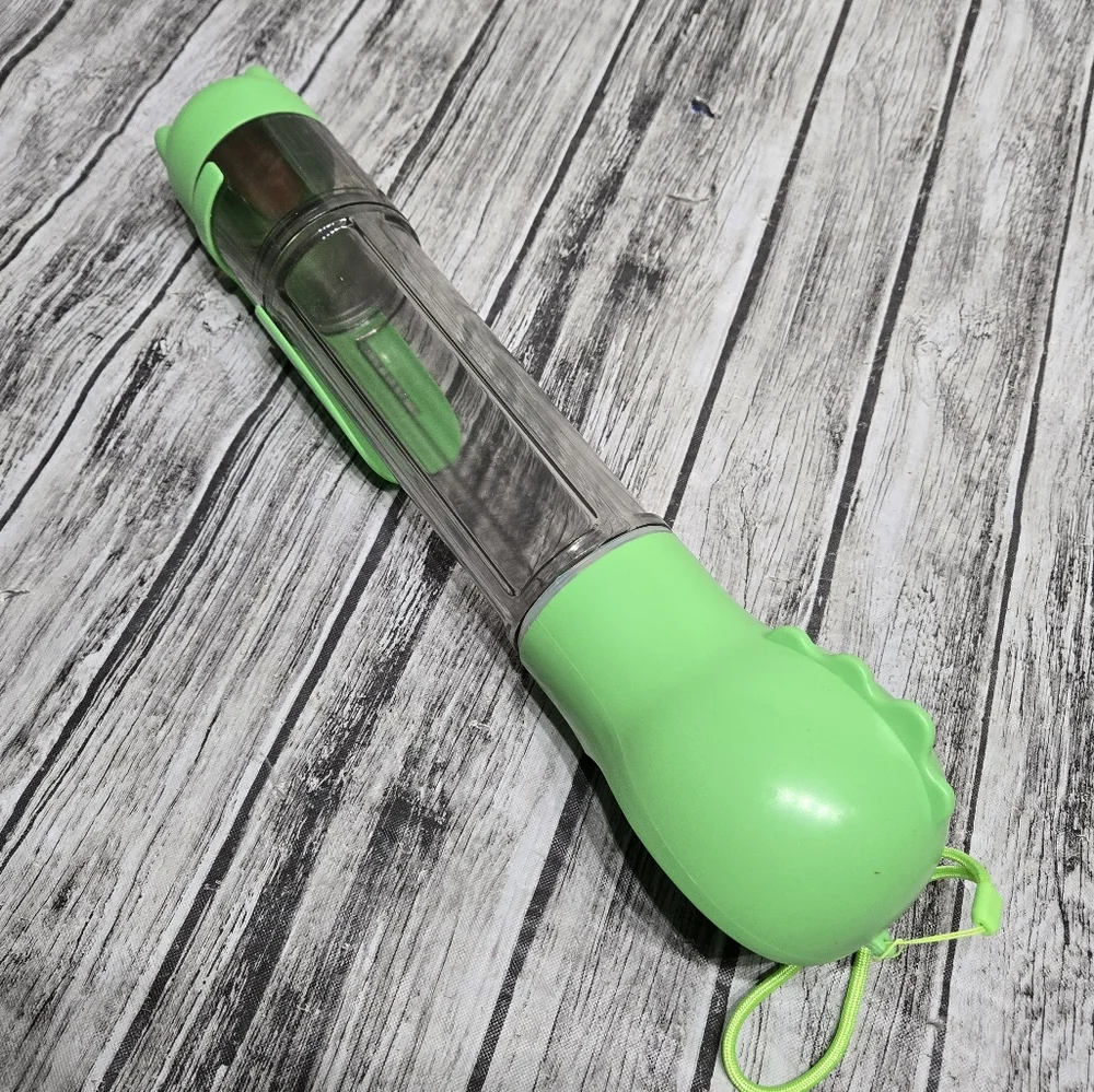 Dog walking water bottle feeder poop bag dispenser all in one doggie device NEW